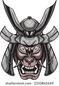 japanese oni artwork with an angry expression is suitable for clothing design, posters, covers, etc