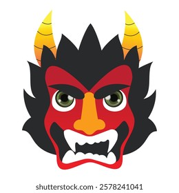 Japanese Oni Cartoon Mask On White Background