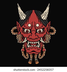 Japanese Oni Mask Devil Vector Illustration