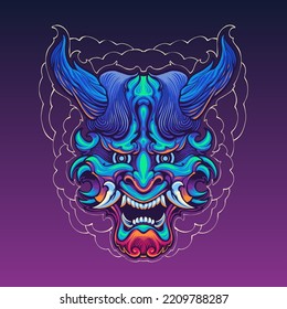 The Japanese Oni Mask Illustration