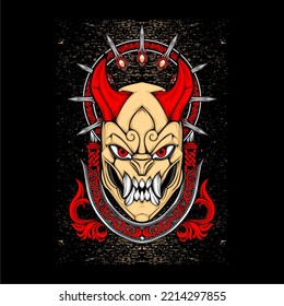 japanese oni mask illustration for t shirt design
