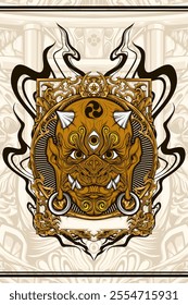 japanese oni mask illustration vector with awesome look