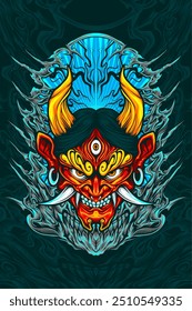 japanese oni mask for tshirt design