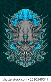 japanese oni mask for tshirt design