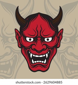 Japanese Oni Mask Vector Design