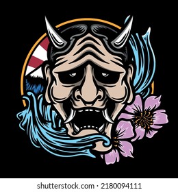 Japanese Oni Mask Vector Illustration