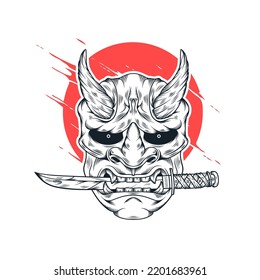 Japanese Oni mask vector illustration
