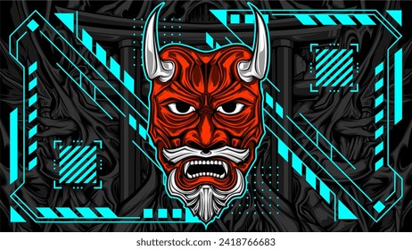japanese oni mask vector illustration