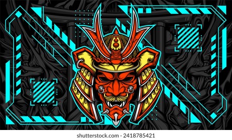 ilustración vectorial de máscara oni japonesa para su producto de impresión