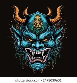 Japanese oni mask vector illustration