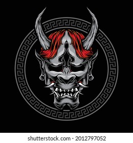 japanese oni mask vector logo