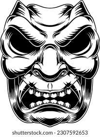 japanese oni mask vector logo