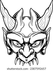 japanese oni mask vector logo