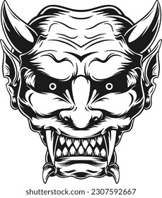 japanese oni mask vector logo