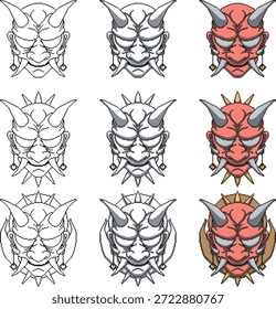 arte japonesa de pixels de vetor de máscara de oni