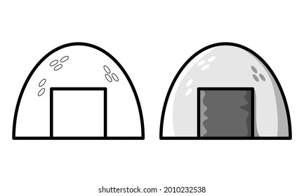 Japanese onigiri coloring page for kids