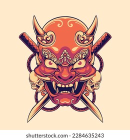 japanese onimaru mask vector art 