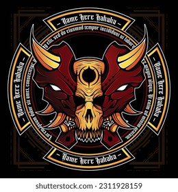 Japanese onimusha mask logo vector illustration