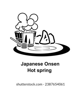 Japanese onsen icon. Hot spring icon isolated on background vector illustration.