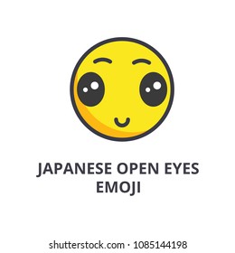 japanese open eyes emoji vector line icon, sign, illustration on background, editable strokes