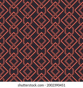 Japanese Orange Geometric Chain Vector Seamless Pattern