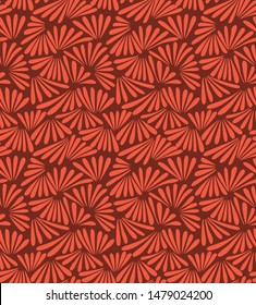 Japanese Orange Leaf Fan Seamless Pattern