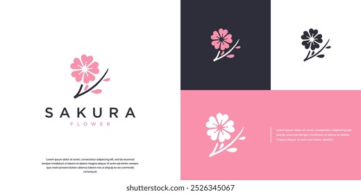 Japanese oriental cherry blossoms, natural products, beauty, design vector template.