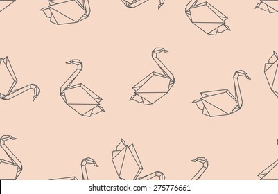  Japanese origami bird seamless linear pattern