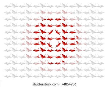 Japanese Origami Paper Crane Flag