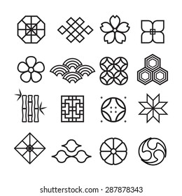 Japanese ornament icon,vector set