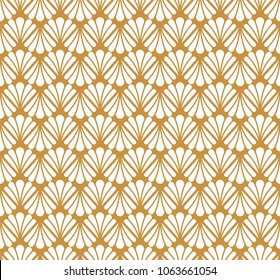 Japanese Ornamental Vector Background. Art Nouveau Floral Seamless Pattern. Geometric decorative texture.