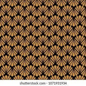 Japanese Ornamental Vector Background. Art Nouveau Floral Seamless Pattern. Geometric decorative texture.