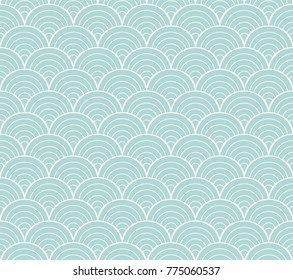 Japanese Ornamental Vector Background. Art Deco Circles Seamless Pattern. Geometric decorative texture.