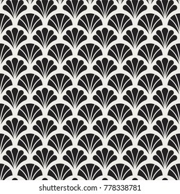Japanese Ornamental Vector Background. Art Deco Floral Seamless Pattern. Geometric decorative texture.