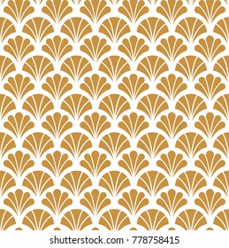 Japanese Ornamental Vector Background. Art Deco Floral Seamless Pattern. Geometric decorative texture.