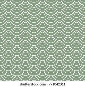 Japanese Ornamental Vector Background. Art Deco Circles Seamless Pattern. Geometric decorative texture.