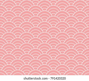 Japanese Ornamental Vector Background. Art Deco Circles Seamless Pattern. Geometric decorative texture.