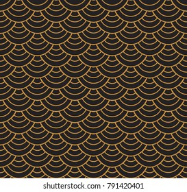 Japanese Ornamental Vector Background. Art Deco Circles Seamless Pattern. Geometric decorative texture.