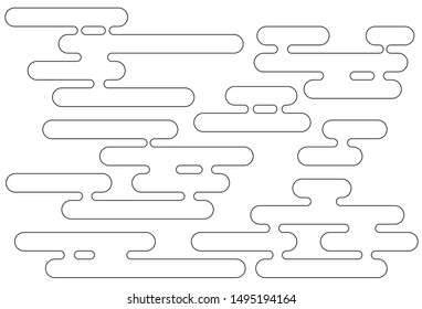 Japanese outline clouds. Chinese clouds. Design elements for creating patterns, postcards, fabrics and paper for crafts and scrapbooking. Flat vector cartoon illustration. 