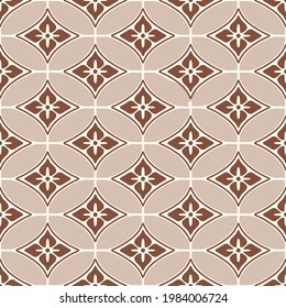 Japanese Oval Flower Star Vector Seamless Pattern