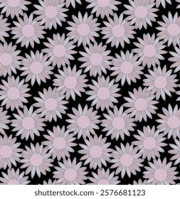 Japanese Overlap Circle Flower Vector Seamless Pattern
