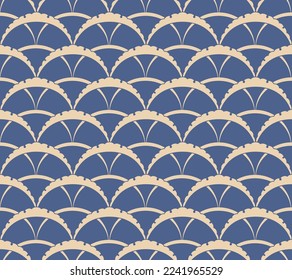 Japanese Overlap Circle Wave Motif Vector Seamless Pattern