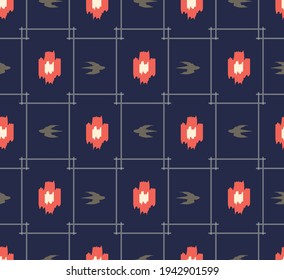 Japanese Overlap Cross Shape Vector Seamless Pattern