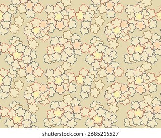 Japanische Overlap Curl Blume Vektor nahtloses Muster