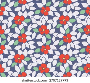 Patrón sin fisuras de Vector de hojas de flores superpuestas japonesas