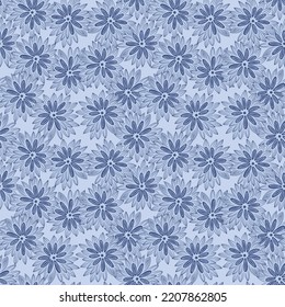Japanese Overlap Flower Vector Seamless Pattern