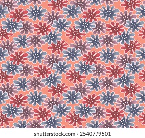 Japanese Overlap Flower Vector Seamless Pattern
