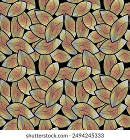 Japanese Overlap Line Leaf Vector Seamless Pattern