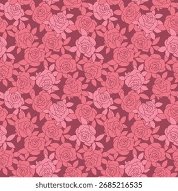 Japanese Overlap Rose Vector Seamless Pattern