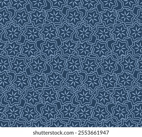 Japanese Overlap Star Flower Vector Seamless Pattern